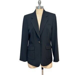 CAbi #725 One-Button Black Suit Coat Blazer with Printed Lining Size 10